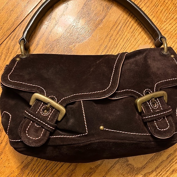 Karl Mannise, made in Italy. Pink and Brown Suede Purse - Picture 6 of 13